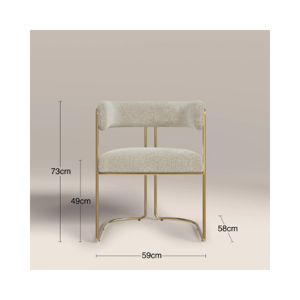 Juliana Chair Brushed Brass Frame - Bouclé Stone - Image 7