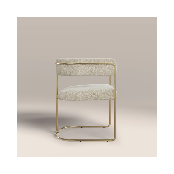 Juliana Chair Brushed Brass Frame - Bouclé Stone - Image 3