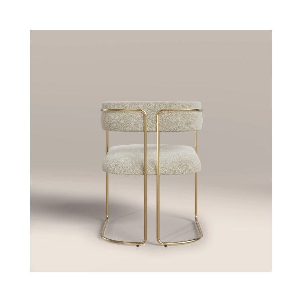 Juliana Chair Brushed Brass Frame - Bouclé Stone - Image 5