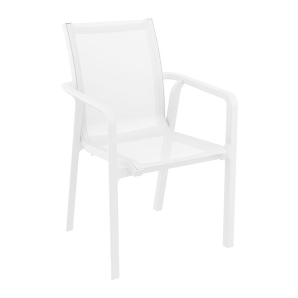 Pacific Arm Chair – White-White Fabric