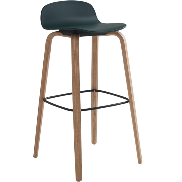 Maison Barstool Green Seat Nat Wood Leg