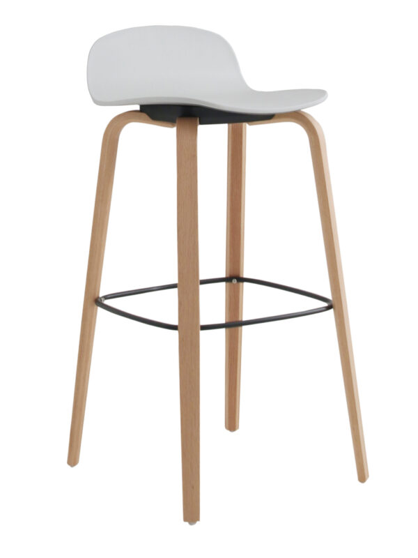 Maison Barstool White Seat Nat Wood Leg