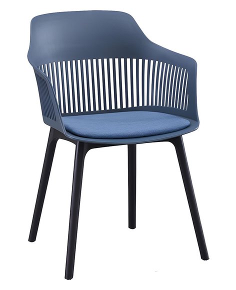 Lyric Black Polypropylene Dining Chair – Dark Blue