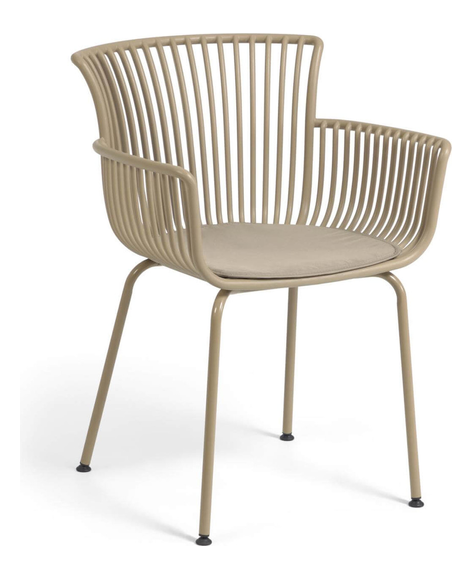 Amanzi Dining Chair with Arms – Beige with Beige PU Cushion