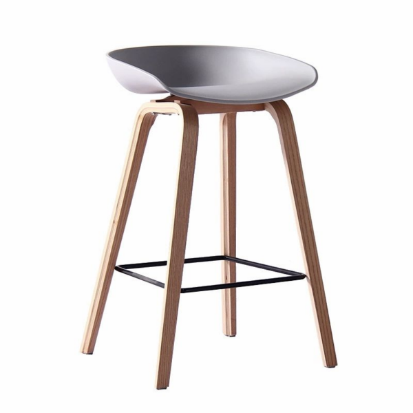 Camden Bar Stool Natural Wood – Grey