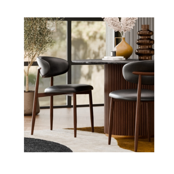 Lucien Dining Chair - Vintage Black PU - Image 7