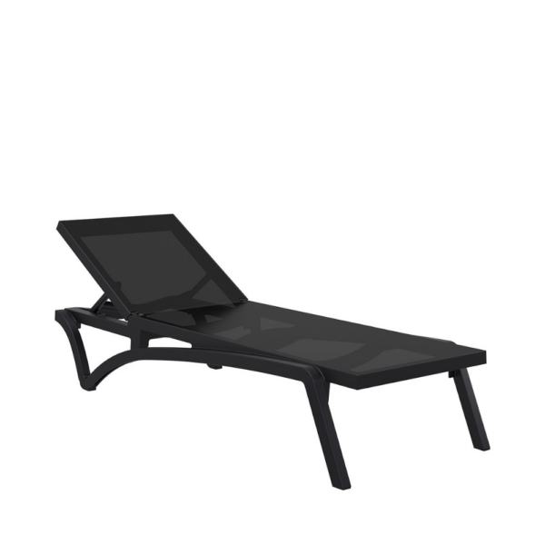 Pacific Sunlounger Black & Black Fabric