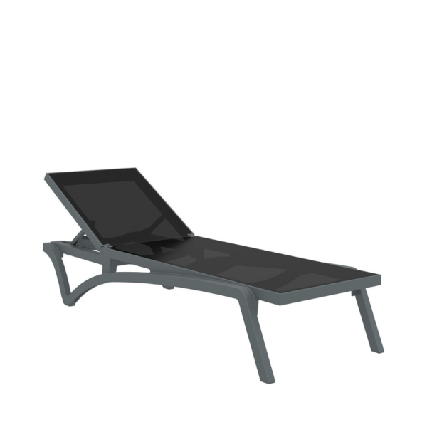 Pacific Sunlounger Dark Grey & Black Fab