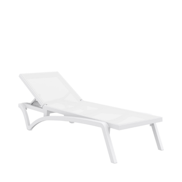 Pacific Sunlounger White & White Fabric