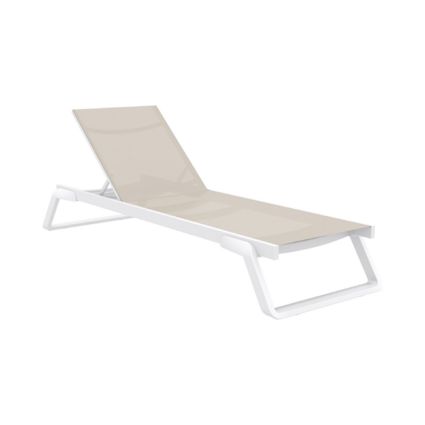 Tropic Sunlounger  White-Taupe Fabric