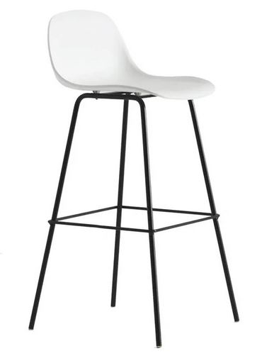 Breeze Bar Stool Blk Frame White Seat