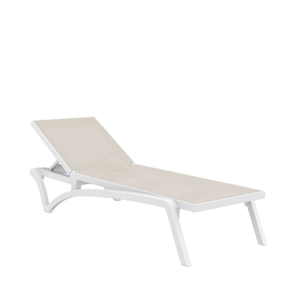 Pacific Sunlounger White & Taupe Fabric