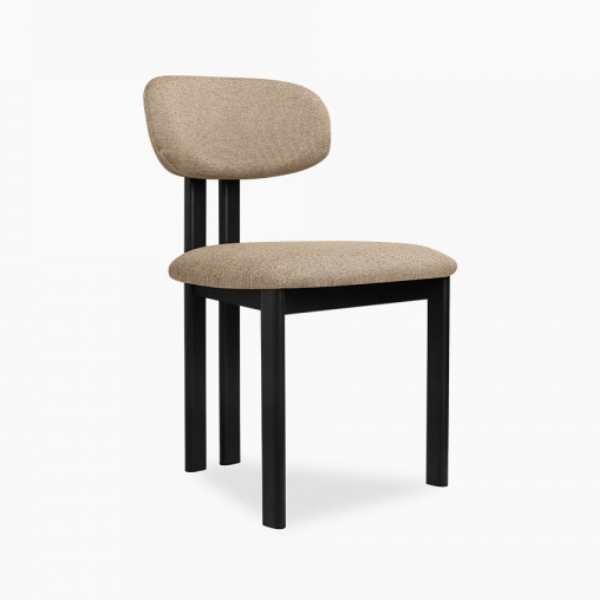 Rory Dining Chair Blk Metal Brown Fabric