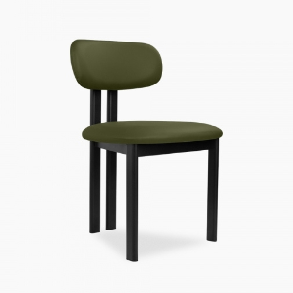 Rory Dining Chair Blk Metal Green PU