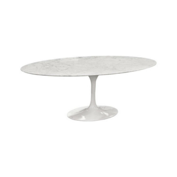 Caspian Oval Marble Table – White/Grey