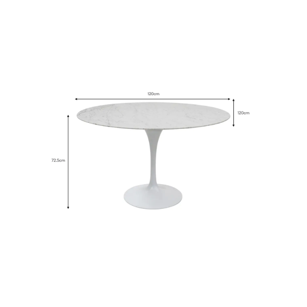 Caspian 120cm Marble Table - White - Image 3