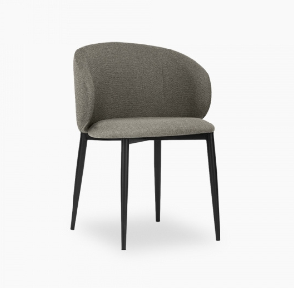 Gia Dining Chair Blk Metal Grey Fabric