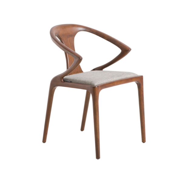 Odesa Dining Chair – Beech Stained Walnut Grey Fabric Seat