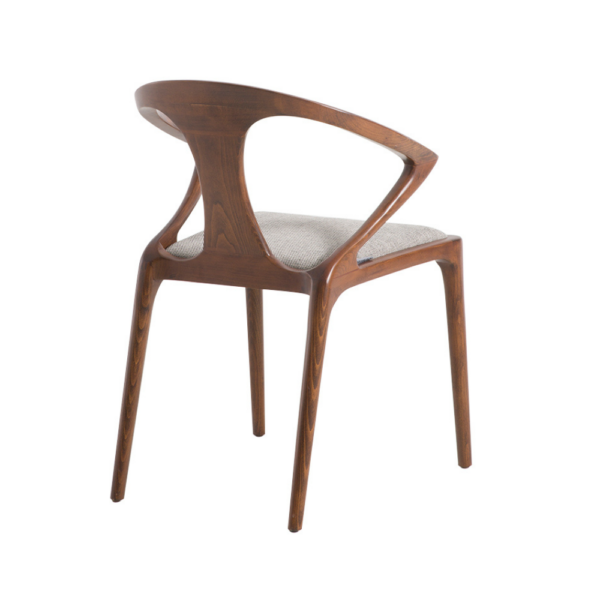 Odesa Dining Chair - Beech Stained Walnut Grey Fabric Seat - Image 3