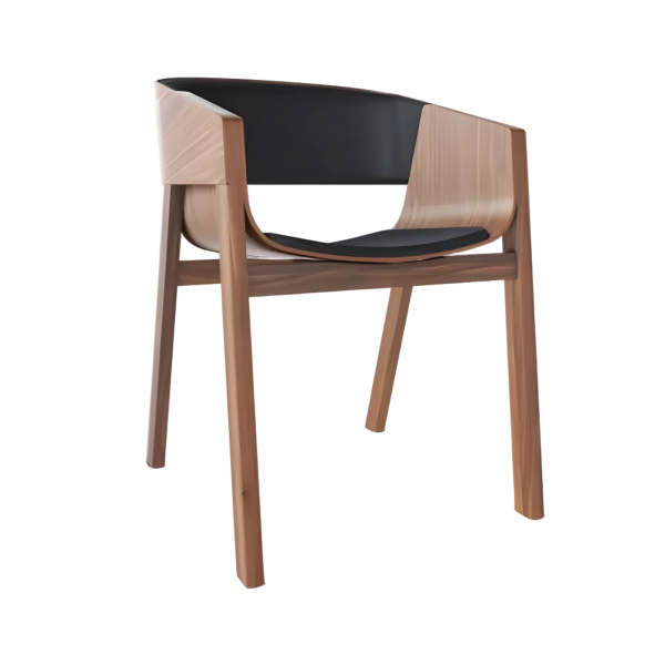 Parker Arm Chair Blk PU Oak Sprayed Waln