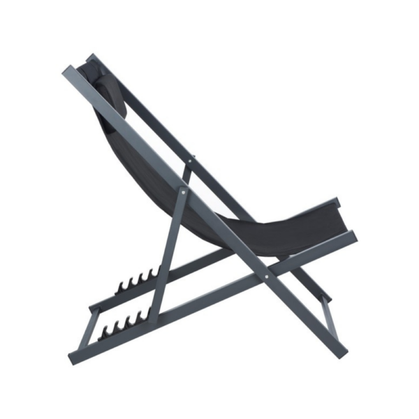 Sling Folding Chair Blk Metal GreyFabric - Image 2