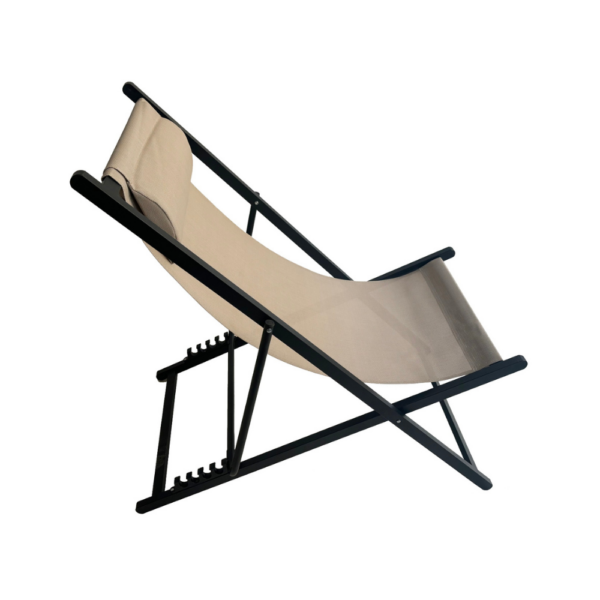 Sling Folding Chair Blk Metal TaupeFabri