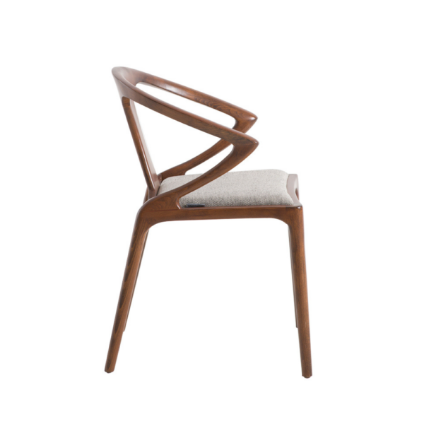 Odesa Dining Chair - Beech Stained Walnut Grey Fabric Seat - Image 4