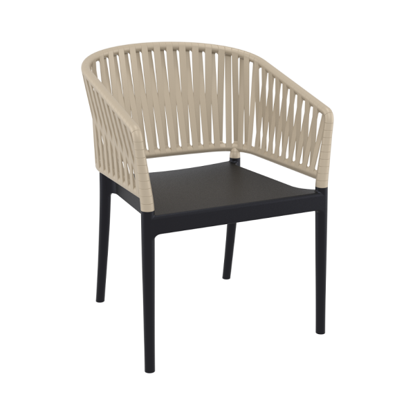 Portofino Arm Chair – Black-Taupe