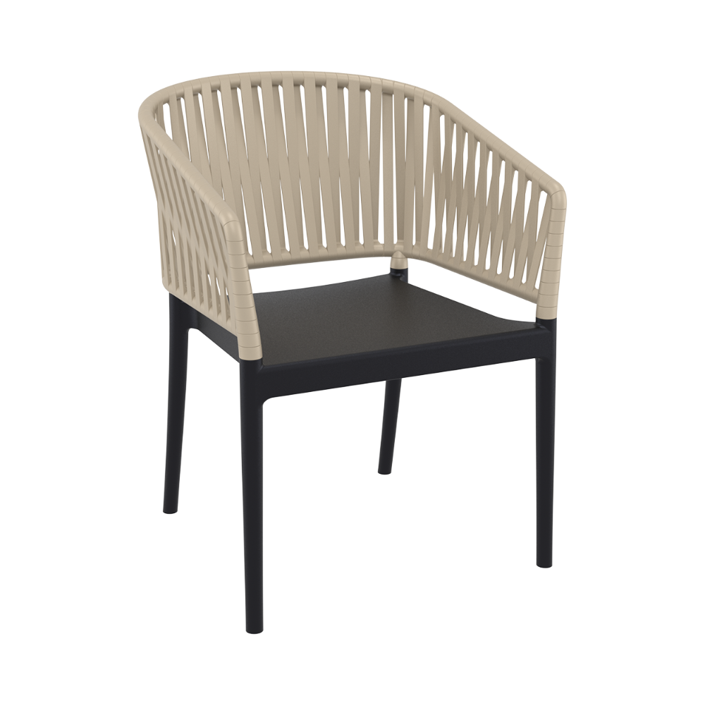 Portofino Arm Chair Black-Taupe