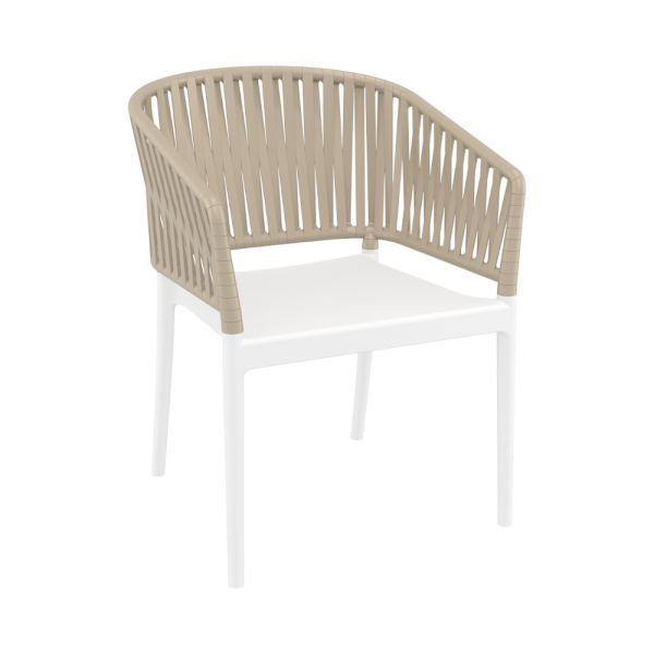 Portofino Arm Chair – White-Taupe