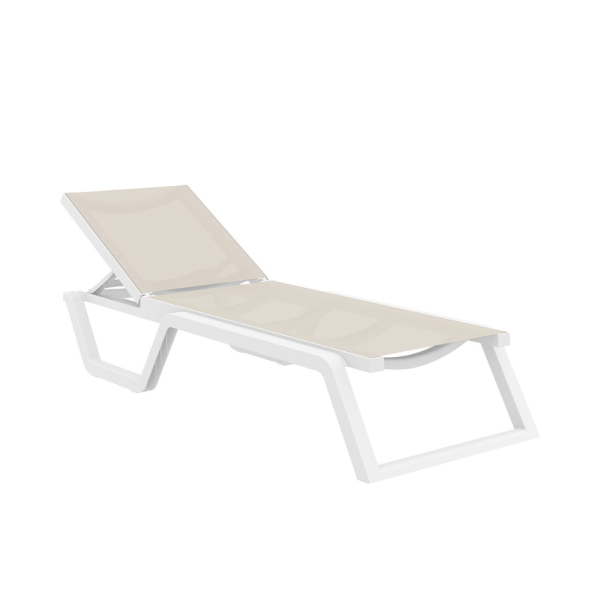 Siesta Rio Sun Lounger – White-Taupe Fabric