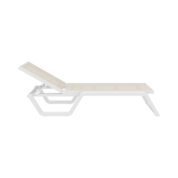 Siesta Rio Sun Lounger - White-Taupe Fabric - Image 4