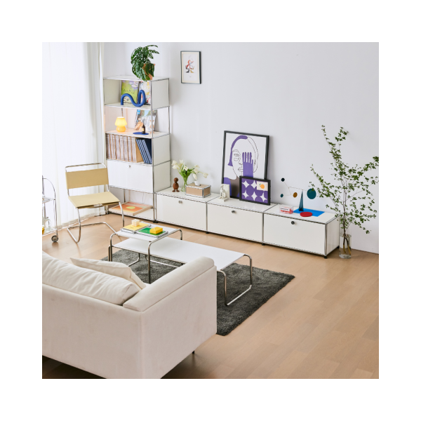 Modular 3Dr Media Unit - No Shelf - White - Image 2