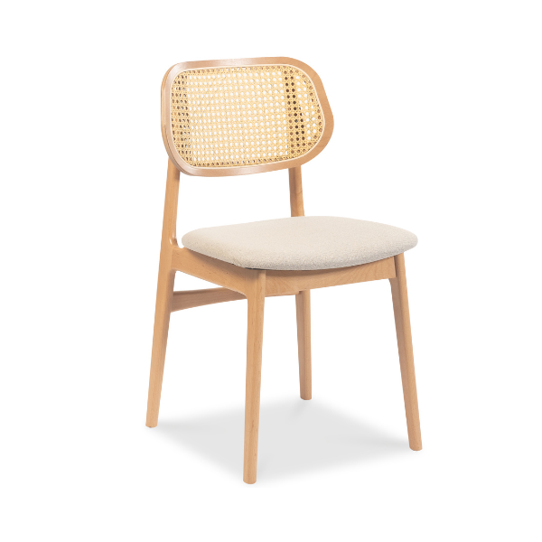 Danish Dining Chair – Natural Beech Fabric Seat