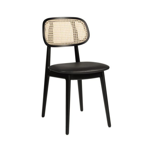 Danish Dining Chair – Beech Sprayed Black Fabric Seat