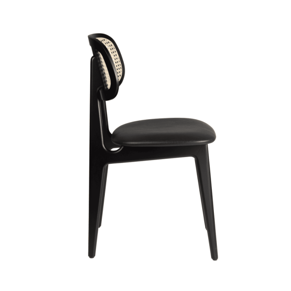 Danish Dining Chair - Beech Sprayed Black Fabric Seat - Image 2