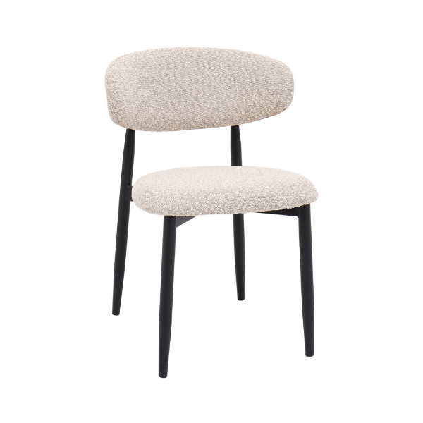 Lucien Dining Chair Black Frame – Cream Bouclé Fabric