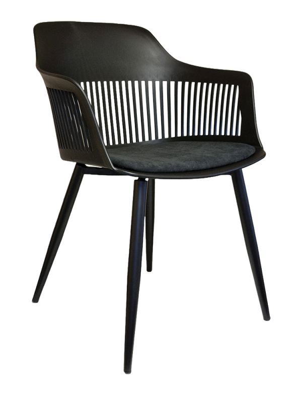Lyric Chair Blk Metal Legs Black F Seat