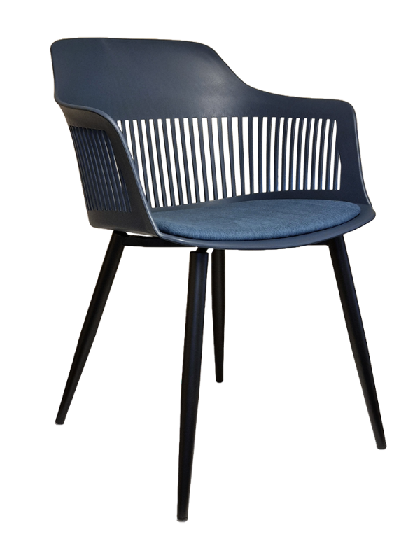Lyric Chair Blk Metal Legs D/Blue F Seat