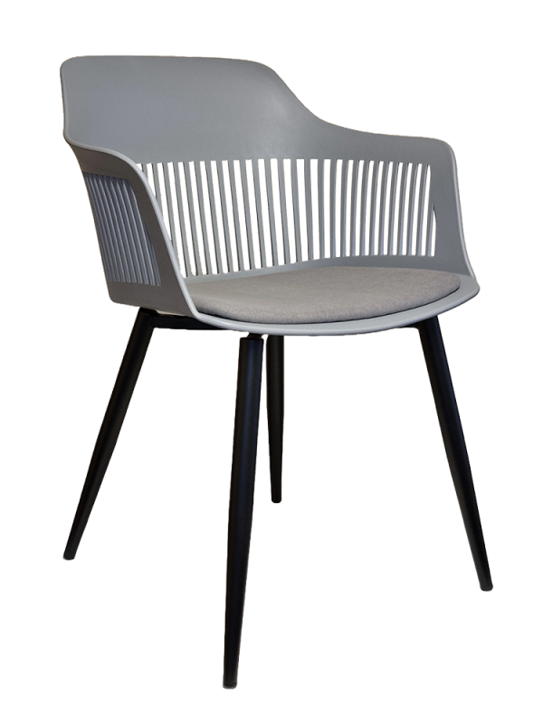 Lyric Chair Blk Metal Legs Grey F Seat