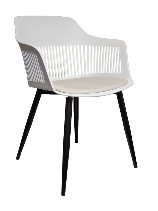 Lyric Chair Blk Metal Legs White F Seat