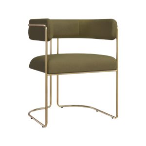 Juliana Chair Brushed Brass Frame - Mohair Velvet Green