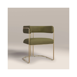 Juliana Chair Brushed Brass Frame - Mohair Green