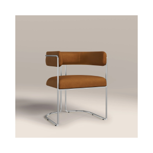 Juliana Chair Chromed Silver Frame - Mohair Walnut Fabric