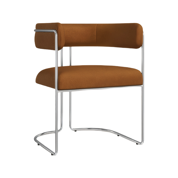 Juliana Chair Chromed Silver Frame  Mohair Velvet Walnut Fabric Featured