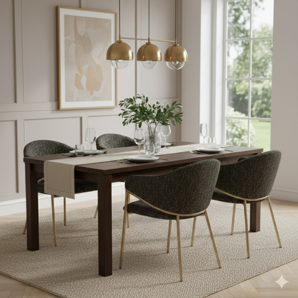 Napoli Carver Chair  Espresso Brown Bouclé Lifestyle